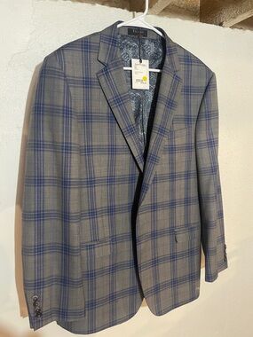 Gray & Blue Plaid Men's Blazer